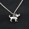 Hänge halsband antik silverfärg chihuahua hund rostfritt stål kedja halsband boho djur chocker modetillbehör juvele290b