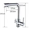 Kitchen Faucet Chrome Dual Spout Drinking Water Filter Brass Purifier Vessel Sink Mixer Tap Hot and Cold Water Torneira T200710