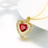 Sparkling Heart Ruby Pretty 18k Yellow Gold Filled Womens Pendant Necklace Chain