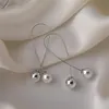 Dangle & Chandelier 2022 Korea Gold Color Ball Pearl Personality Trendy Earrings For Women Fashion Jewelry Drop Oorbellen Pendiente