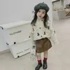 Enkelibb Korea Style Toddler Girl Zimowe dzianiny płaszcze pop Pop Corn Top Children Cute Loose Style Button Cardigans Ubrania LJ20117