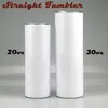 20 oz 30 oz Düz Tumbler Kapaklı Çift Duvar Yalıtımlı Sıska Tumblers Süblimasyon Kaplama Isı Transferi Festivali Parti Hediye Için