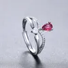 Water Drop Diamond Crown Ring Silver 조정 가능한 약혼 웨딩 반지를위한 패션 보석 Will and Sandy Gift