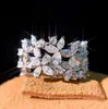 2021 Nuovo Arrivo Scintillante Gioielli Sterling Sier Taglio Marquise Moissanite Diamante Del Partito di Cerimonia Nuziale Delle Donne Foglia Anello a Fascia Regalo