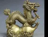 Folkkonst Kinesisk Fengshui Brass Gourd Strong Fly Dragon Apsaras Succes Statue