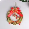 Christmas bow garland Ornament Christmas Wreath wind chime small pendant electroplating signboard bell pendant accessories T3I51333