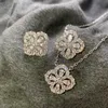 Brand Pure 925 Sterling Silver Jewelry For Women Lotus Flower Neckalce Flower Pendant Luck Clover Sakura Wedding Party Necklace Q0531