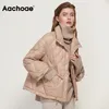 Aachoae Casual Solide Frauen 90% Weiße Ente Unten Jacke Batwing Hülse Lose Tasche Mantel Stehkragen Warme Outwear Ropa Mujer 201208