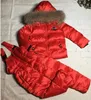 Real raccoon fur winter jacket child suit jacketpant twinset boy girl ski suits children down jacket outerwear parka LJ201125