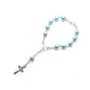 Classico braccialetto con croce di rosario di perle per donna, uomo, gioielli, perline di preghiera da 8 mm, braccialetto, braccialetti religiosi cattolici, regalo di nozze