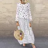 Casual Dresses Echoine Frauen Lange Maxi Polka Dot Große Lose Gefälschte Zweiteilige Baumwolle Leinen Kleid Herbst Plus Größe Sommerkleid Weibliche tuch