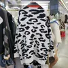 Outono inverno novo duplo-camada falsa dois moda tendência senhoras leopard casacos coreia tamanho grande malha jaqueta de couro 201030