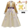 Princesa Vestido para Meninas Roupas Crianças Longsleeve Vestidos Do Partido Dia das Bruxas Carnaval Traje Crianças Natal Vestidos 2-6-7-10 Anos LJ200923