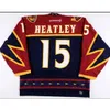 Homens reais Real Bordado Completo # 15 Dany Heatley Atlanta Thrashers Vintage Hockey Jersey ou Personalizado Qualquer nome ou Número Hóquei Jersey