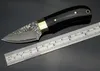 Couteau droit à lame fixe damas de haute qualité de 5,6 pouces VG10 lames en acier damas résine + manche en laiton couteaux EDC avec gaine en cuir