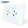 LIVOLO US AU 표준 터치 스위치 스 소켓 흰색 크리스탈 유리 패널 호주 LED 표시기 T200605와 함께 전력 소켓