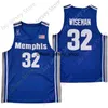 2020 Nouveau Memphis Tigers College Basketball Jersey NCAA 32 James Wiseman Blanc Bleu Tous cousus et brodés Hommes Taille jeunesse