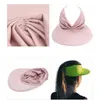 Solid Färg Kvinnor Sommar Solskyddad Hattar Wide-Brimmed Visor Hat UV Protection Beach Cover Cap Elastic Sun Protection Outdoor Caps G220301
