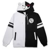 Merry Pretty Danganronpa Monokuma Cosplay Kostym Unisex Hoodie Sweatshirt Kvinnor Hooded Pullovers Mens Casual Black White Hoody 201102