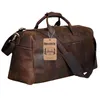 Berchirly Vintage Crazy Horse Genuine Skórzane Mężczyźni Duffle Bagaż Podróży Natural Cowhide Duży Weekend Torba HangBag LJ200922