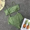 6 cores cintura alta biquíni conjunto sólido swimwear mulheres sexy dois peça swimsuit strapless biquiini natação banho de banho traje wear t200708