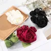 Satin Haargummi Seil Frauen große Rose Blume Haar Gummibänder Scrunchies Mode elastische Haar-Accessoires