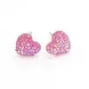 Fashion 12 mm Resine faite à la main Sirène Cœur Druzy Boucle d'oreilles TRENDY TONDE SIMPLE ACIER INOXDUBLE TONE RÉSINE RÉSINE BRUNGE D'OEUR POUR LADE GADE