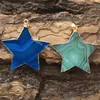 50Pcs Polished Pretty Dyed Blue Purple Green Rose Red Natural Banded Striped Agate Five Pointed Star Luck Charm Pendant with Gold Plated Rim