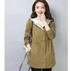 Primavera otoño mujer rompevientos largo 2019 nueva chaqueta con capucha talla grande moda Casual elegante abrigo corto chaqueta femenina prendas de vestir T200828