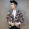 Męskie Garnitury Blazers Hurtownie-Maillot Homme koreańska Moda Męska Kwiatowy Blazer Polka Dot Slim Kurtka Jeden przycisk Masculino Casual Męk