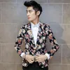 Мужские костюмы Blazers Оптовые - Maillot Homme Корейская мода Мужчины Цветочные Blazer Plazer To Dot Slim Куртка One Кнопка Masculino Случайный мужской