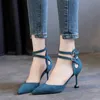 Kadın Sandalet Yaz Stiletto Yüksek topuklu Elbise Ayakkabıları 2022 Bahar ve Yaz Siyah Tasarım Sense Sivri Burun Toka Ayakkabı