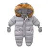 Nieuw geboren baby winterkleding Toddle jumpsuit Hooded in Fleece Girl Boy kleding herfst overalls Outerwear341V7750017