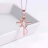 Collier avec pendentif en forme de croix Rose pour femmes, symbole romantique, amour, fleur, bijoux, G220310
