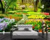 Beibehang wallpaper for living room Silk cloth Garden Park Trail Butterfly Nature Landscape TV backdrop 3d