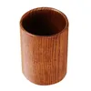 Förvaringspåsar Wood Desk Pen Pencil Holder Cup Stand Round Stationery Box Organizer