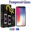 Verre trempé pour iPhone 15 14 13 12 11 Pro Max XS Max XR 8 7 Plus Samsung A20 A51 A21 A11 Protecteur d'écran 0,33 mm 2,5D 9H avec emballage en papier DHL