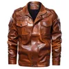 Veste en cuir de mode d'hiver hommes col montant moto lavé rétro veste en cuir de velours taille européenne hommes coupe-vent manteaux LJ201029