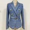 Pulsanti per leoni a doppio petto femminile di moda di alta qualità Designer di moda Doppibli Blazer Denim Blazer 201114