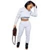 Sweatpants Womens Joggers Set Plain Logo 2 Piece Crop Top Tracksuit Sets Women Sweat Pants Set Fall Two Piece Jogger with Hoodie