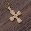 Hip Hop Iced Out Zircon Cross Necklace Pendant Gold Silver Plated Bling Bling Punk Jewelry Gift223O