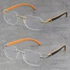 Design Classical Model Rimless Metal Blue Wood Frames Transparent Myopic Frame Optical Wood 18K Gold New Frame Fashion High Qual1140973