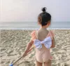 Children's swimsuit cartoon backless big bow bikini girls' swimsuits swimwears