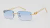 Vintage Rimless Solglasögon Square Pink Lens Rimless Designer Gold Frame Hip Hop Eye Glasses Män med Box7400646