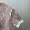 최고 품질 2022 디자이너 럭셔리 여성 티 패션 소프트 니트 전체 FF 편지 짧은 소매 탑 t-셔츠