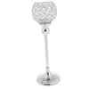 2 SZTUK Oszałamiający Metal Wotywny TELGHT Crystal Candle Holder Ozdobny Ślubny Centralny 35cm + 30 cm Srebrny Y200531