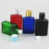 20 x Empty 1oz Square Flat Black white clear red blue green Glass Bottle With Aluminium Lid Cream Cosmetic Containers 30ml