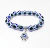 Lucky Fatima Hamsa Hand Blue Evil Eye Charms Bransoletki Bransoletki Koraliki Tureckie Pulseras dla kobiet 8mmmmm