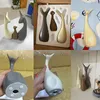 Tabela Nórdica Ornamentos Cerâmicos Porcelana Animais Decorações incluem elefante Cat Deer Rabbit Snail Home Decor Crafts Miniatures C0125