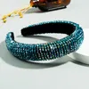 Rhinestone Zroszony Pełny Kryształowy Zespoły Do Włosów Dla Kobiet Luksusowa Błyszcząca Wyściełana Diamentowa Pałąk Heat Hoop Fashion Hairbands Włosy Band 10 Kolor